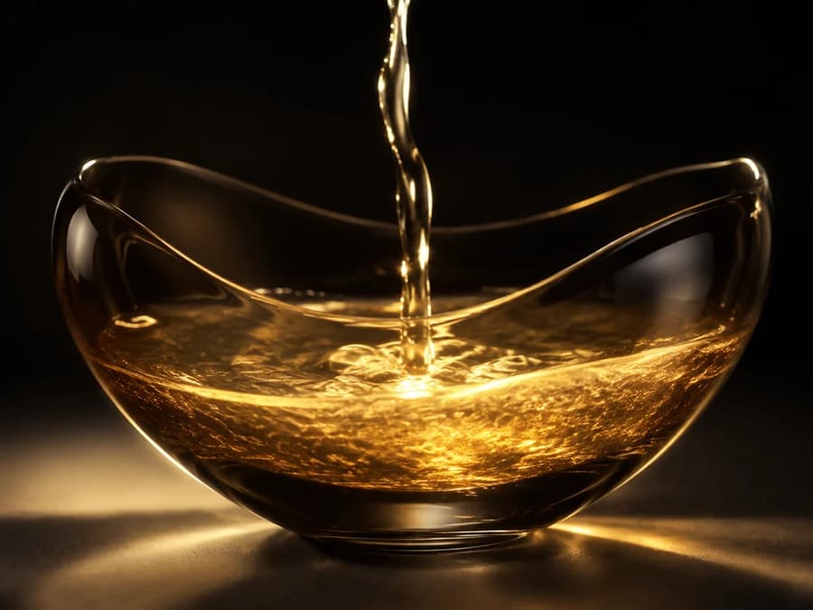 A glass vessel slowly fills with warm golden light from within